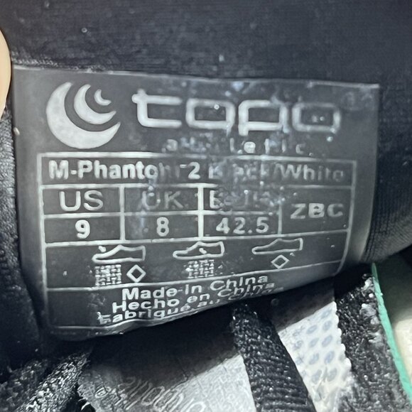 Topo Athletic Phantom 2 Men Size 9 Black Running Shoes Sneakers main image 6